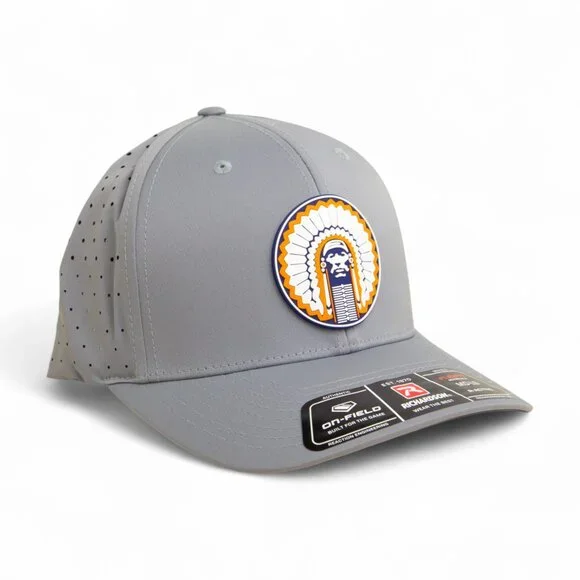 Illinois Fighting Illini Chief Illiniwek 3D Laser Perf R-Flex Cap- Grey - Picture 2 of 3